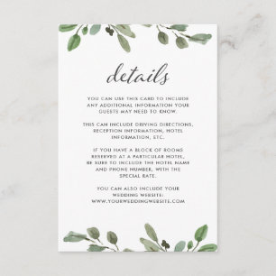 Carte D'accompagnement Liage minimal   Détails du client mariage