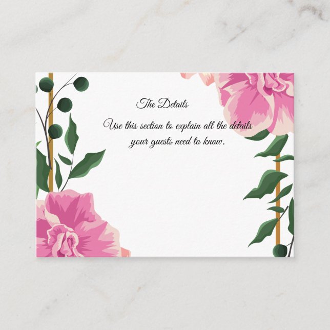 Carte D'accompagnement Libellé officiel rose et vert floral (Devant)