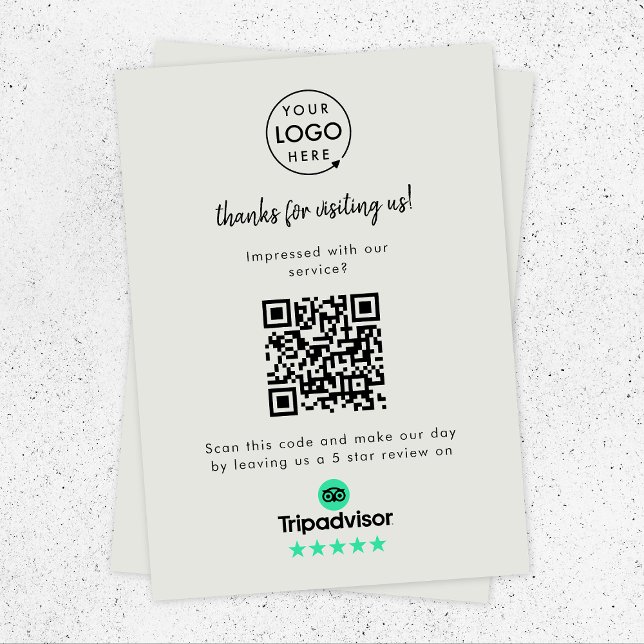 Carte D'accompagnement Lien de notation TripAdvisor | QR Code Grey Busine (Créateur téléchargé)