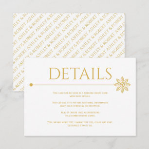 Carte D'accompagnement Ligne d'or moderne avec mariage de fleurs et de po