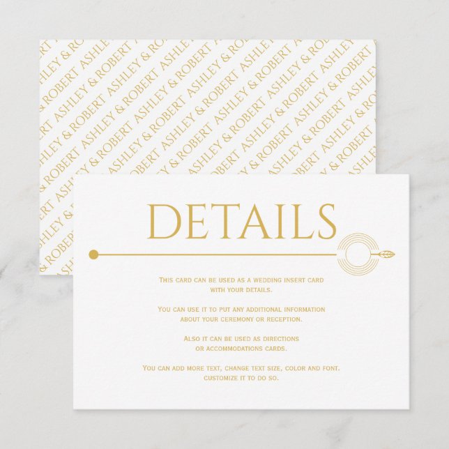 Carte D'accompagnement Ligne dorée moderne avec cercles concentriques mar (Devant / Derrière)