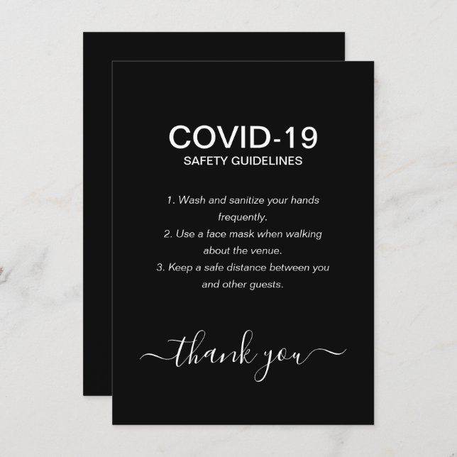 Carte D'accompagnement Lignes directrices simples sur la sécurité des cli (Devant / Derrière)