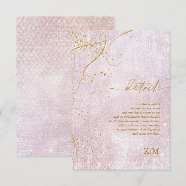 Carte D'accompagnement Lignes fines Gold Détails Abstrait Mauve ID867 (Devant / Derrière)