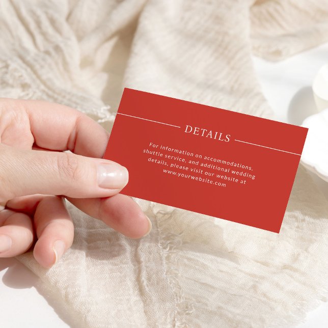 Carte D'accompagnement Lignes modernes | Détails sur le Mariage rouge du  (Créateur téléchargé)