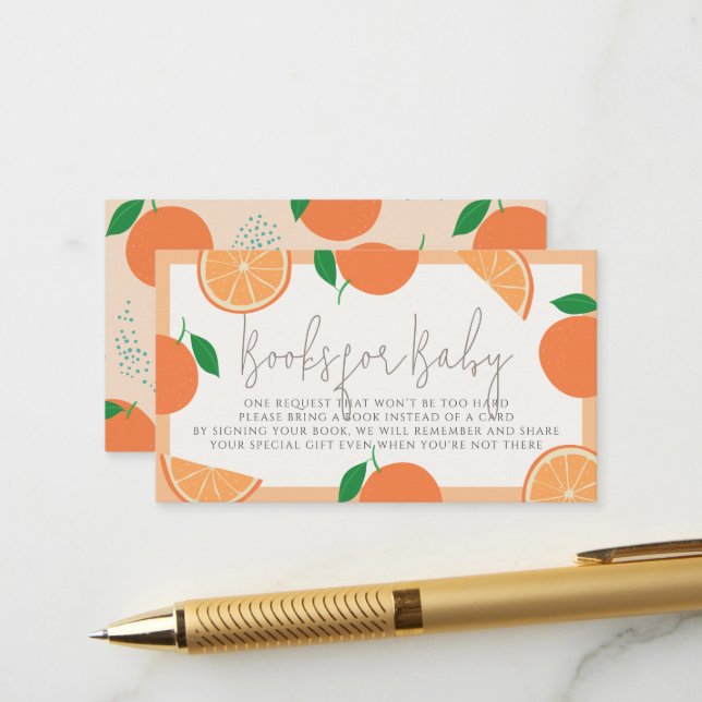 Carte D'accompagnement Lil Cutie Moderne Orange Baby shower Demande de ré (Devant/Arrière en situation)
