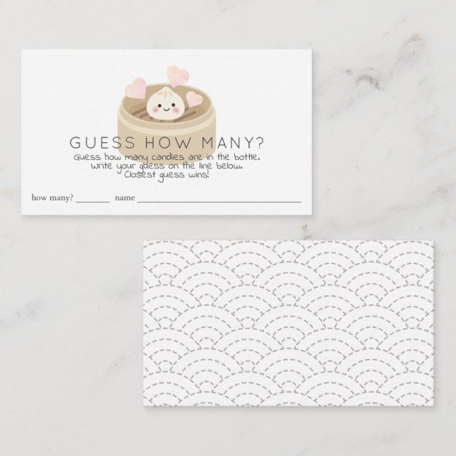 Carte D'accompagnement Lil Dumpling Baby shower Devine Combien De Bonbons (Devant / Derrière)
