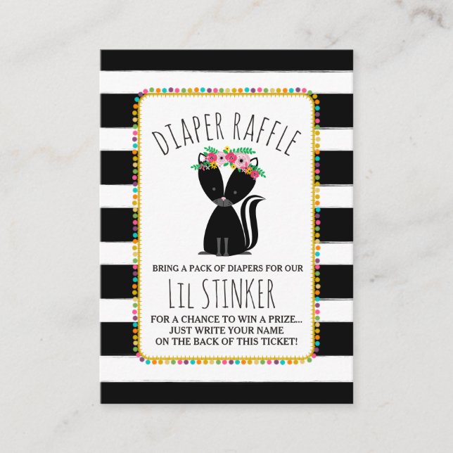Carte D'accompagnement Lil Stinker Boho Skunk Baby shower Diaper Raffle (Devant)