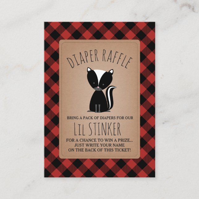 Carte D'accompagnement Lil Stinker Skunk Baby shower Diaper Raffle (Devant)