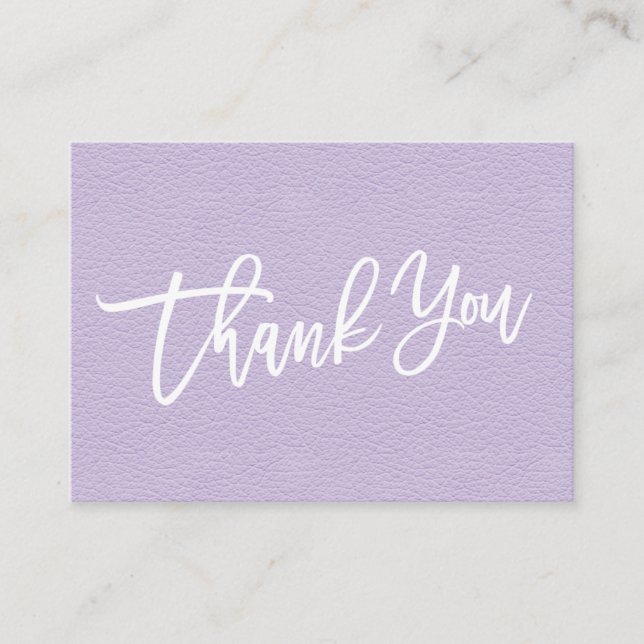 Carte D'accompagnement Lilac Cuir manuscrit Merci client (Devant)