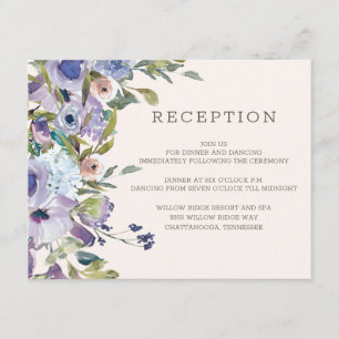 Carte D'accompagnement Lilac Dusty Blue Boho Réception de mariage floral