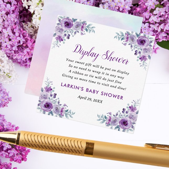 Carte D'accompagnement Lilac Floral Affichage Douche Pas Demande D'Envelo (Créateur téléchargé)