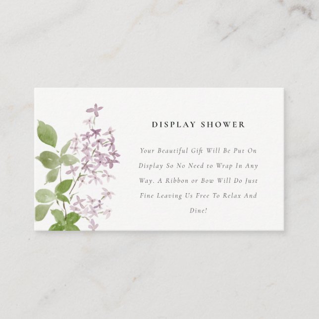 Carte D'accompagnement Lilac Floral Garden Display Baby shower de douche (Devant)