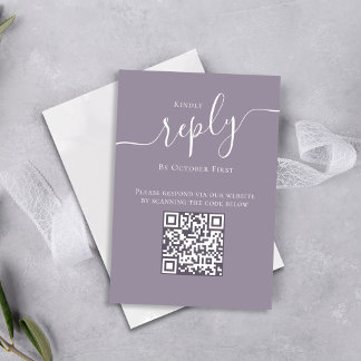 Carte D'accompagnement Lilac Lavender Répondre Mariage Card QR Code