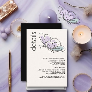 Carte D'accompagnement Lilac moderne minimaliste et papillon bleu Dusty