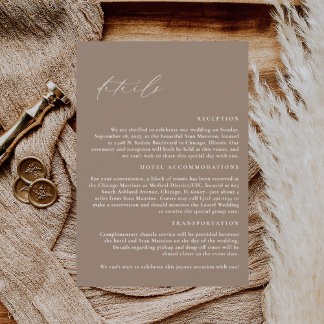 Carte D'accompagnement LILLIE Elegant Mocha Détails du Mariage Brown