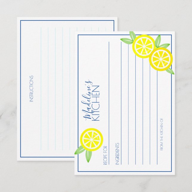 Carte D'accompagnement limonade SUMMER CITRUS douche nuptiale RECIPE (Devant / Derrière)
