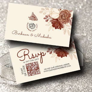 Carte D'accompagnement Linen or parties scintillant QR RSVP Mariage islam