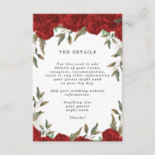 Carte D'accompagnement l'information de détails florale de mariage de