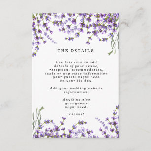 Carte D'accompagnement l'information de détails florale de mariage de
