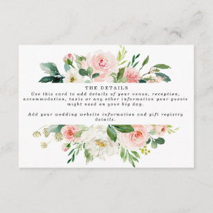 Carte D'accompagnement l'information de détails florale de mariage de