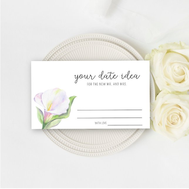 Carte D'accompagnement Lis calla blanc - Idées de soirée en amoureux \ Po (Créateur téléchargé)