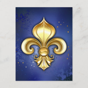 Carte D'accompagnement Lis d'or sur fond bleu