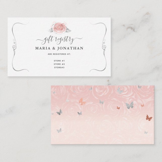 Carte D'accompagnement Liste de cadeaux aquarelle rose clair élégant arge (Devant / Derrière)