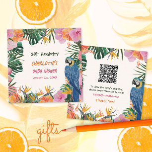Carte D'accompagnement Liste de cadeaux pour Baby Shower Jungle de Perroq