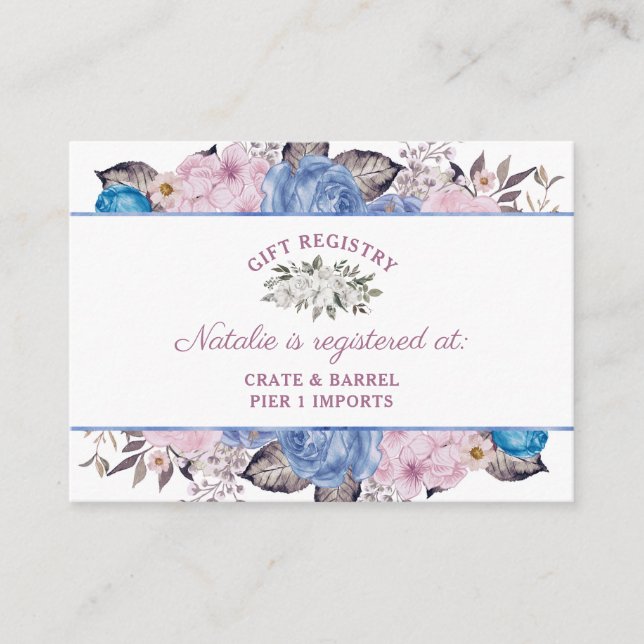 Carte D'accompagnement Liste de mariage florale au charme parisien (Devant)