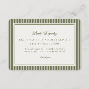 Carte D'accompagnement Liste de mariage Olive Martini Tini Bit Closer