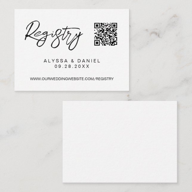Carte D'accompagnement Liste de mariage personnalisée avec code QR Simple (Devant / Derrière)