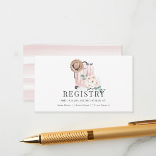 Carte D'accompagnement Liste de mariage Valise Rose Voyage