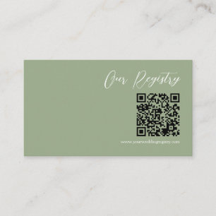 Carte D'accompagnement Liste de mariage vert sauge minimaliste