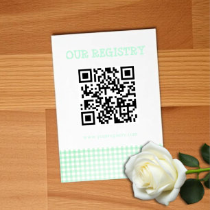 Carte D'accompagnement Liste de naissance Baby-Q vert menthe à carreaux