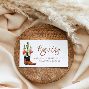 Carte D'accompagnement Liste de naissance Baby Shower Bottes Western Aqua