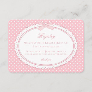 Carte D'accompagnement Liste de naissance Coquette à ruban en vichy rose