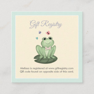 Carte D'accompagnement Liste de naissance de bébé grenouille vert menthe