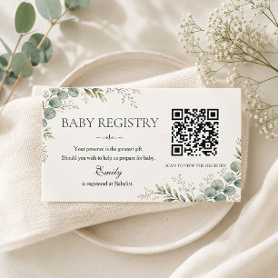 Carte D'accompagnement Liste de naissance Élégante Verdure Eucalyptus pou