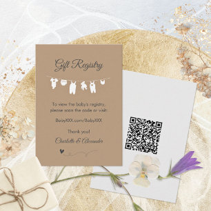 Carte D'accompagnement Liste de Naissance Minimaliste Sable pour Bébé