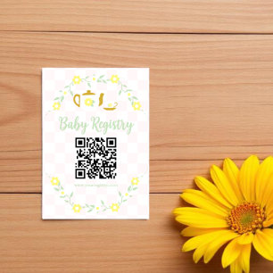 Carte D'accompagnement Liste de naissance pour Baby Shower Tea Party Flor