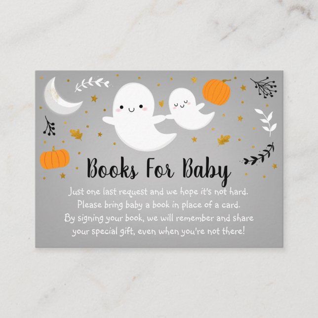 Carte D'accompagnement Little Boo Ghost Neutral Baby shower Demande de ré (Devant)