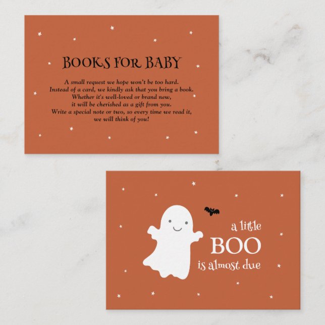 Carte D'accompagnement Little Boo Ghost Orange Livres pour bébé (Devant / Derrière)