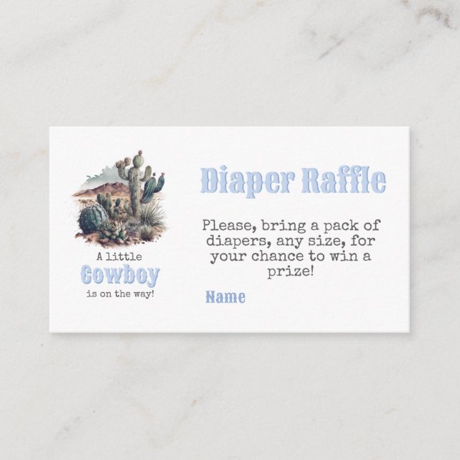 Carte D'accompagnement Little Cowboy Western Blue Boy Baby shower de couc (Devant)