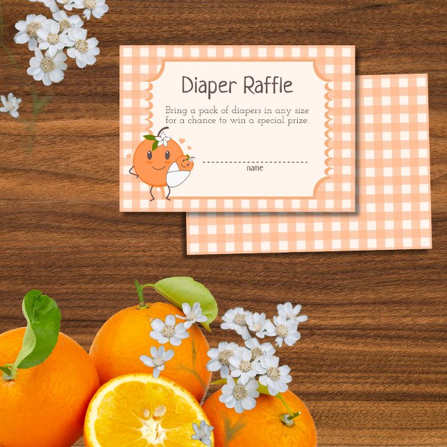 Carte D'accompagnement Little Cutie En route Cute Orange Diaper Raffle (Créateur téléchargé)