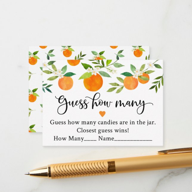 Carte D'accompagnement Little Cutie Greener Floral Devinez Combien De Jeu (Devant/Arrière en situation)