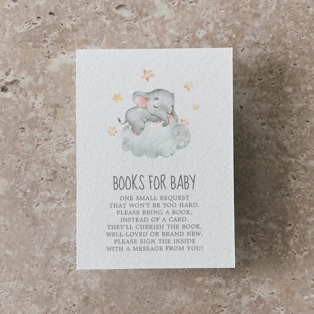 Carte D'accompagnement Little Elephant Girl Baby shower Livres pour bébé (Créateur téléchargé)