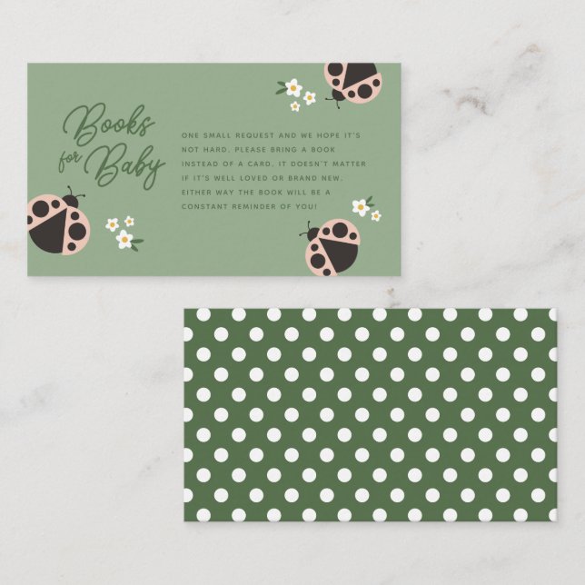 Carte D'accompagnement Little Lady Love Bug Sage Green Livres Pour Bébé (Devant / Derrière)