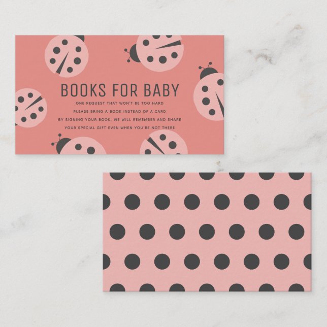 Carte D'accompagnement Little Love Bug Pink Ladybug Livres pour Baby show (Devant / Derrière)
