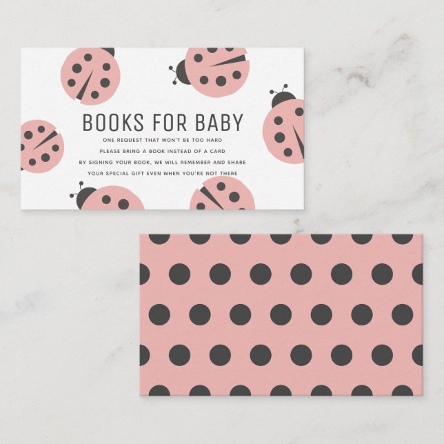 Carte D'accompagnement Little Love Bug Pink Ladybug Livres pour Baby show (Devant / Derrière)