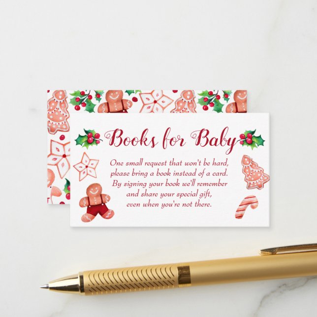 Carte D'accompagnement Little Man Gingerbread Baby showers Livres pour bé (Devant/Arrière en situation)